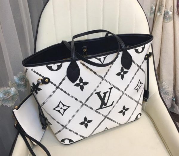 Replica Louis Vuitton Spring 2022 Monogram Empreinte Neverfull MM Tote In Cream - Image 4