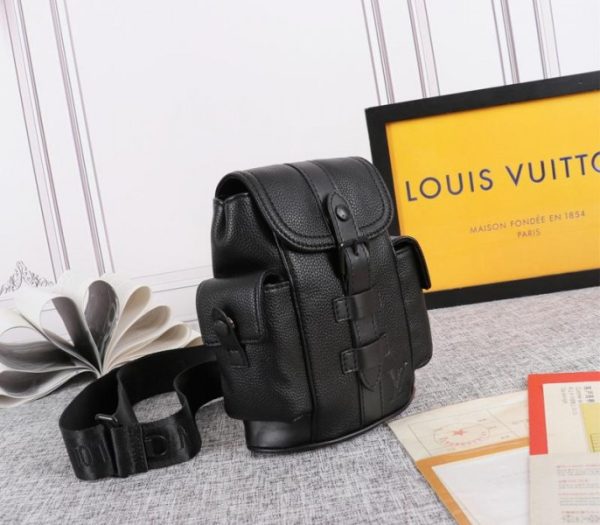 Replica Louis Vuitton Taurillon Leather Christopher XS Backpack In Black - Image 2