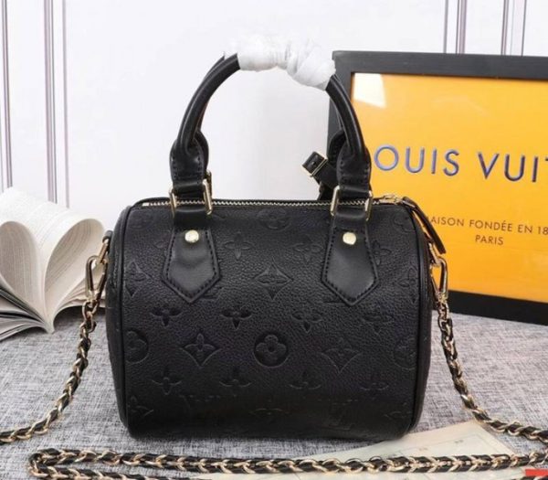 Replica Louis Vuitton Monogram Empreinte Speedy BB Handbag In Black